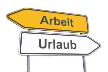 Wegweiser - Arbeit - Urlaub - Freisteller - Freigestellt