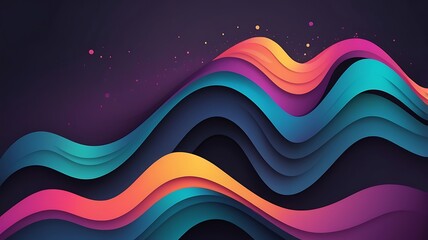 Dark Rainbow Gradient Wave Design Free Vector Wallpaper