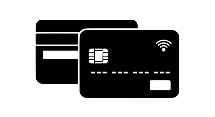 Obraz premium Digital payment icons credit debit cards with chip and wi-fi symbol for online transactions