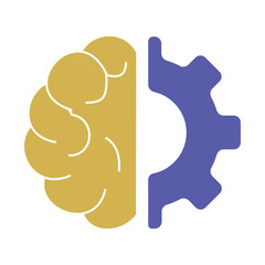 Creative Thinking and Technical Process Vector Icon with Brain and Gear