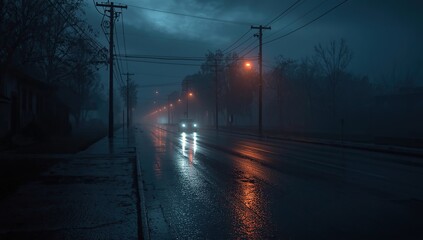 Night Traffic in the Rainy City, Winter Season, Cold Weather, using generative ai