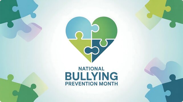 National bullying prevention month heart puzzle graphic promoting awareness and support for neurodiversity