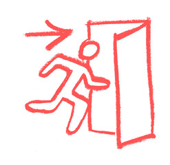 Exit Symbol Safety Related Icon Crayon Chalk Drawing Doodle Vector
