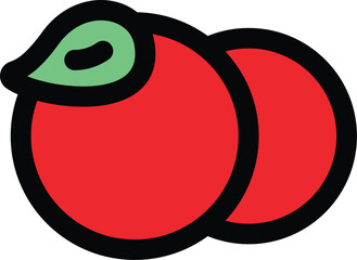 an icon of two red cherries with a leaf