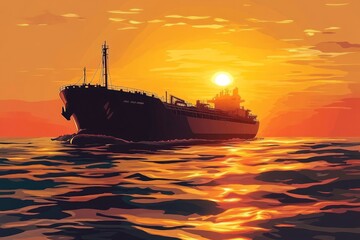 Fototapeta premium Vector Illustration of an Oil Transport Tanker