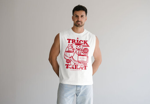 Mockup Of Man Wearing Customizable Tank Top Vest