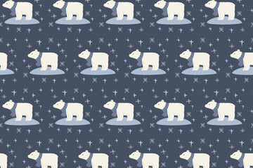 Christmas Polar Bear Pattern swatch available in swatches panel, Cute Winter Seamless Design with Snowflakes and Scarfed Bears
