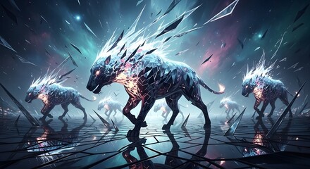 High-tech cybernetic dog with radiant blue patterns