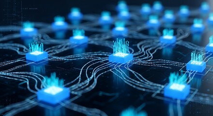 Interconnected Network - Data Flow and Digital Communication Concept.