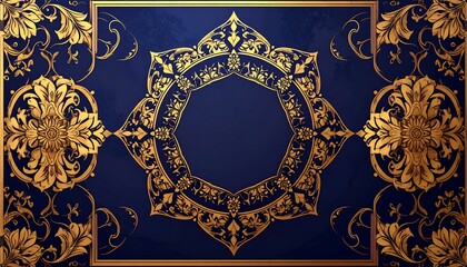 Gold ornate frame on dark blue background