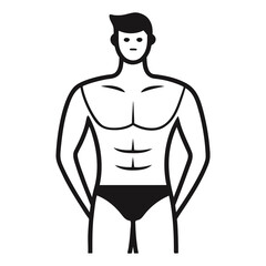 Fototapeta premium Black and White Stylized Torso – Realistic Body Shape Drawing