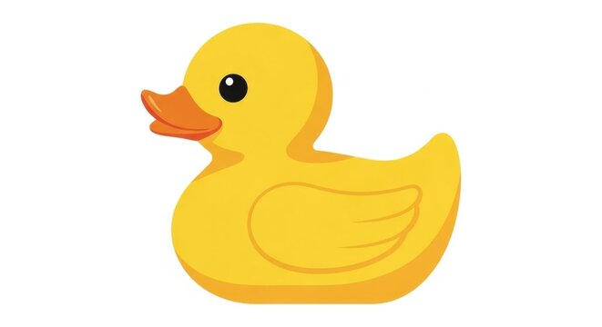 Cartoon Yellow Duck Illustration on White Background.