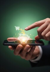 Naklejka premium Online shopping cashback and savings concept on smartphone