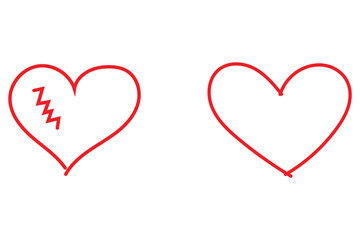 Red heart icon. Hand drawn heart symbol illustration. Hand drawn love symbol. Heart line art doodle drawing. Romantic love shape for valentine, anniversary, marriage etc