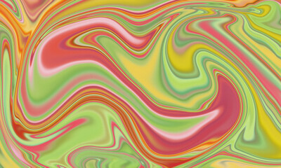 Vibrant abstract fluid art background with swirling colors – pink, yellow, green, and orange hues