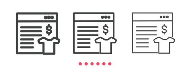 Online store icon. Thin line icon vector