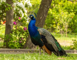 Obraz premium Peacock in a garden