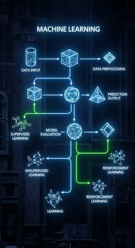 Machine Learning Process Flowchart - Data Analysis and Predictive Modeling.