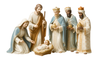 Porcelain nativity scene with hand-painted details