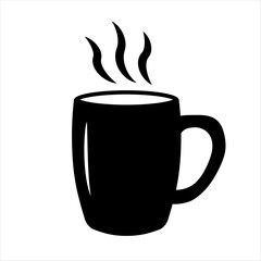 Coffee mug flat icon. Silhouette of a cup with hot tea. Vector illustration isolated on white background.	