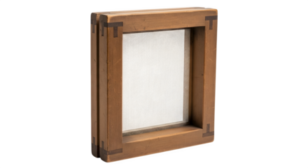 Wooden frame isolated on transparent background, a versatile tool for papermaking, screen printing, or crafting, providing a sturdy and reliable structure