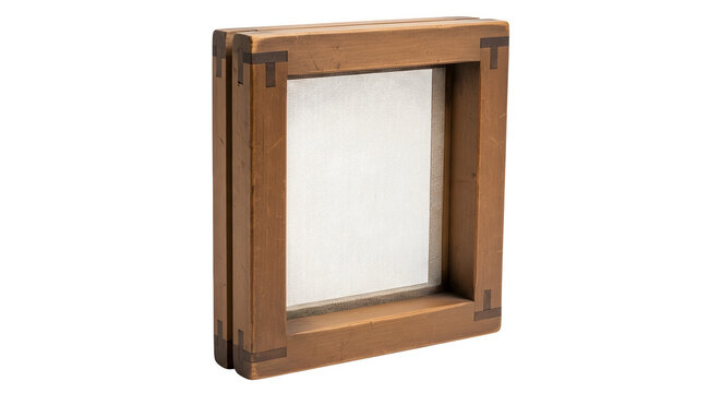 Wooden frame isolated on transparent background, a versatile tool for papermaking, screen printing, or crafting, providing a sturdy and reliable structure