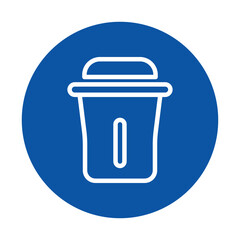Simple Graphic of a Trash Bin Icon on a Blue Background for Cleanliness