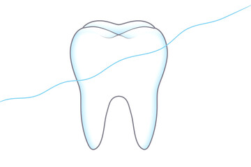 Obraz premium Clean, healthy tooth gleaming with dental floss, promoting oral hygiene and bright smiles