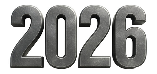 2026 year number in industrial steel texture