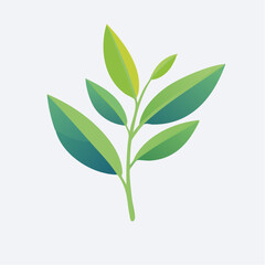 Naklejka premium Stylized Green Leaves on Branch