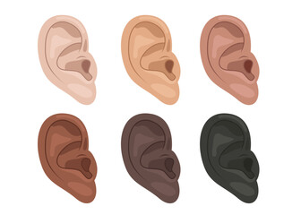 Different skin colors. Ear doctor. Seminar and various deaf awareness campaign. World Deaf Day in last Sunday of September. Flat vector illustration.