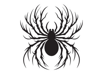 halloween spider logo silhouette vector, spooky black spider silhouette vector illustration, halloween spider silhouette logo, dangerous animal spider logo silhouettes vector on white background. 