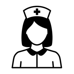 Title: Nurse Icon Silhouette – Female Medical Healthcare Worker Vector Illustration