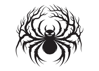 halloween spider logo silhouette vector, spooky black spider silhouette vector illustration, halloween spider silhouette logo, dangerous animal spider logo silhouettes vector on white background. 
