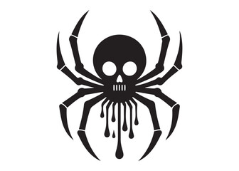 halloween spider logo silhouette vector, spooky black spider silhouette vector illustration, halloween spider silhouette logo, dangerous animal spider logo silhouettes vector on white background. 
