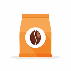 Orange Coffee Bag With Coffee Bean Icon