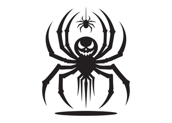 halloween spider logo silhouette vector, spooky black spider silhouette vector illustration, halloween spider silhouette logo, dangerous animal spider logo silhouettes vector on white background. 