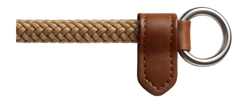 Rope slip lead with leather stopper and metal ring