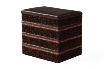 Chocolate cake mockup isolated white background frosted layers with editable branding area suitable for bakery packaging dessert advertising and product marketing