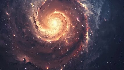 Dramatic spiral galaxy with glowing core and dust lane in deep space