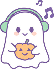 Halloween Ghost Listening to Music
