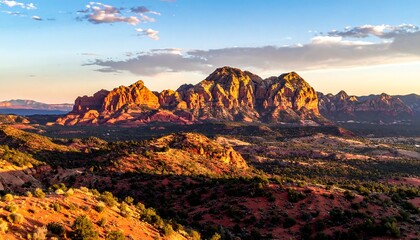 Naklejka premium Red rock illuminated desert