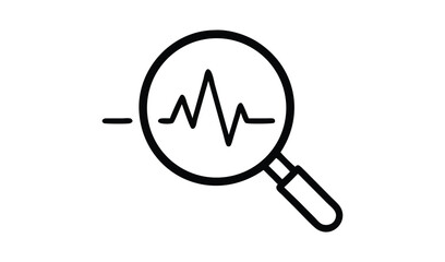 Magnifying glass over a heart rate monitor line