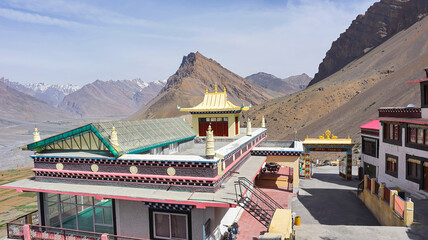 View of Visiter Entrance and Monastery Administration of Key Monastery, Lahaul Spiti, Himachal Pradesh, India.