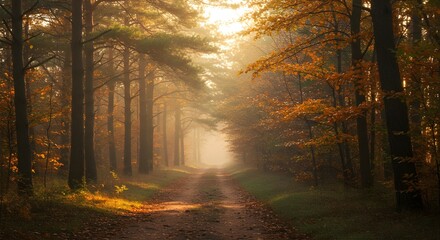 Obraz premium Escena del bosque de otoño