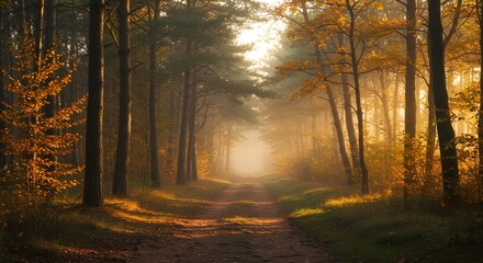 Fototapeta premium Escena del bosque de otoño