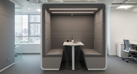 Quiet space in modern office, workspace with privacy booth design