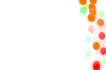 Colorful shiny glowing bokeh light overlay effect on transparent background design element