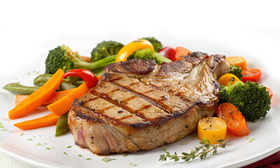 grilled beef steak with vegetables