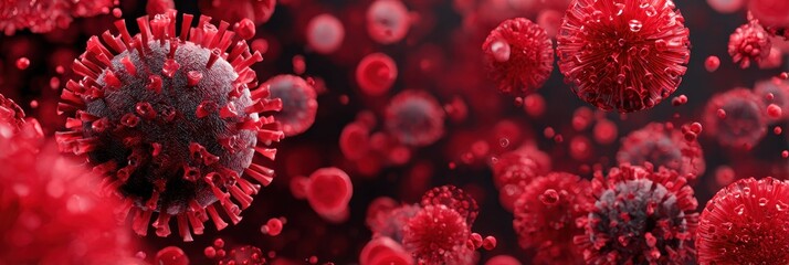 Covid Chaos. Symbolic Representation of Pandemic Chaos with Red Virus Attack in Global Background